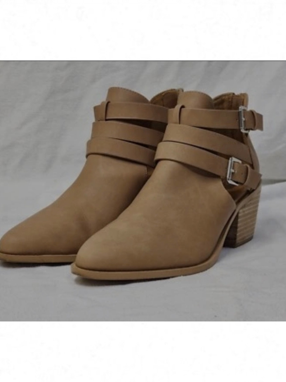DV by Dolce Vita Tan Strappy Ankle Booties with Buckle Detail
